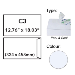  U-GRADE White Envelope, Peel & Seal 12.76" x 18.03"/C3 (Pack of 5's)