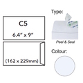  U-GRADE White Envelope, Peel & Seal 6.4" x 9"/C5 (Pack of 5's)