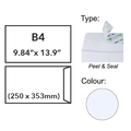  U-GRADE White Envelope, Peel & Seal 9.84" x 13.9"/B4 (Pack of 5's)