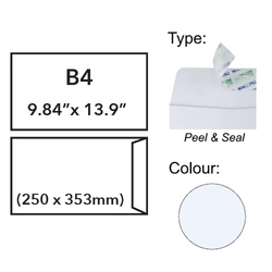  U-GRADE White Envelope, Peel & Seal 9.84" x 13.9"/B4 (Pack of 5's)