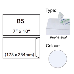  U-GRADE White Envelope, Peel & Seal 7" x 10"/B5 (Pack of 5's)