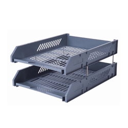  POP BAZIC Plastic Letter Tray, 2-Tier (Light Grey)