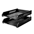  POP BAZIC Plastic Letter Tray, 2-Tier (Black)