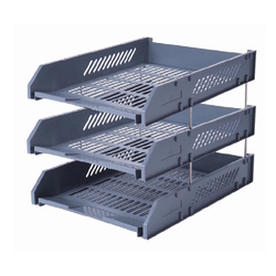 POP BAZIC Plastic Letter Tray, 3-Tier (Light Grey) POP BAZIC Plastic Letter Tray, 3-Tier (Light Grey)