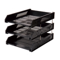  POP BAZIC Plastic Letter Tray, 3-Tier (Black)