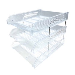  POP BAZIC Plastic Letter Tray, 3-Tier (Clear)