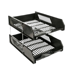  Plastic Letter Tray, 2-Tier, Black (50710)