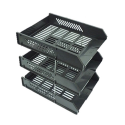  Plastic Letter Tray, 3-Tier, Black (60710)