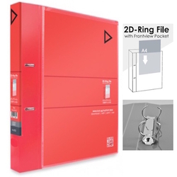  KCK Play 2D Ring File with Frontview Pocket FI8332, A4 (Red)