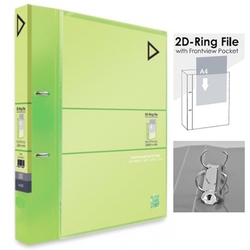 KCK Play 2D Ring File with Frontview Pocket FI8332, A4 (Lime)