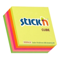  HOPAX Stick'n Regular Notes Pastel 21203, 2"x2" x 250 Sheets/Pkt (Assorted)