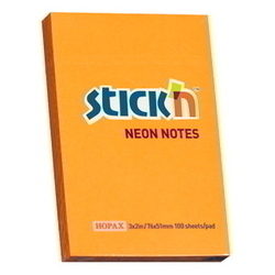  HOPAX Regular Notes Neon 21160  3" x 2", 100Shts (Orange)