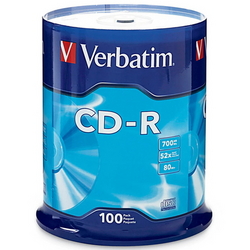  VERBATIM CD-Recordable 52X, Spindle 100's
