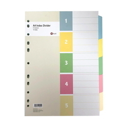  POP BAZIC Paper Index Divider, A4 5 x 10s