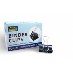  SUREMARK Black Binder Clip SQ107, 19mm 12's
