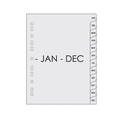 SUREMARK PP Index Divider Grey A4 SQ-7212, 1 Set (Jan-Dec)